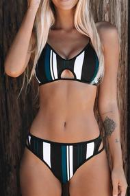 img 2 attached to CUPSHE Women's Striped Adjustable Bikini: Stylish Swimwear for Women