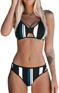 cupshe women's striped adjustable bikini: stylish swimwear for women logo