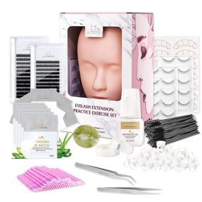 img 4 attached to 💫 LANKIZ Eyelash Extension Training Kit with Mannequin Head Practice Set - Beginner's Supplies for Lash Extensions, Including Individual Lashes, Glue, Tweezers, and Training Lashes