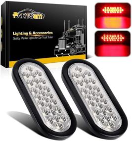 img 4 attached to 🚨 Partsam 2x Oval Brake Stop Tail Turn Sealed Marker Lights - Waterproof 12V Red LED Truck Trailer Boat Utility Lights with Clear Lens and Rubber Grommet - Flush Mount, 6.3" Inch, 24 LEDs