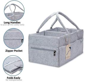 img 3 attached to 🦈 Upgrade your Nursery Storage: Large Shark Baby Diaper Caddy - Convenient Organizer for Diapers, Wipes, and More with Zipper Pocket