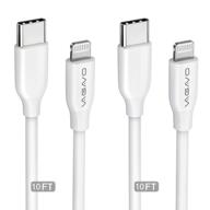 🔌 сертифицированный кабель usb c к lightning apple mfi 10ft 2pack - быстрый зарядный шнур для iphone с портом c - кабель lightning к type c совместим с iphone 13/12/pro/pro max/mini/11/pro max/xs max ipad. логотип