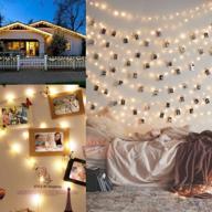 33ft copper wire fairy lights - dimmable 100 led string lights with remote control for bedroom, christmas tree, home, party, wedding decorations - warm white логотип