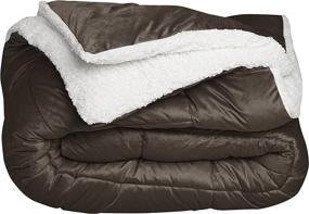 img 1 attached to 🛏️ Luxurious Twin Bedding Set: Swift Home Collection Ultra-Plush Micromink and Sherpa Comforter with Pillow Sham in Chocolate