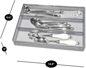 img 2 attached to 🔪 Maximize Kitchen Efficiency: Smart Design Drawer Organizer for Utensils and Silverware - 3-Compartment Steel Metal Mesh Tray in Silver
