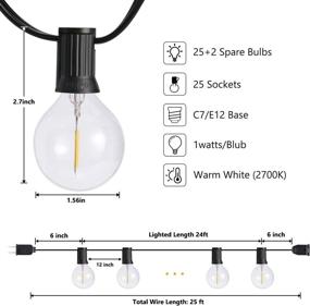 img 2 attached to BrizLabs 25ft 25 LED G40 Globe Outdoor String Lights, Weatherproof Edison 🌱 Hanging String Lights for Garden Backyard Wedding Party Bistro Indoor Decor, E12 Socket, 2700K