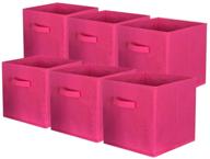 📦 shellkingdom storage bins - foldable fabric storage cubes and cloth organizer drawers for closet and toy storage (6 pack, fuchsia) logo