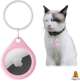 img 3 attached to 🐾 HuggieMe Силиконовый защитный чехол для Apple AirTag, веселый дизайн для детей и домашних животных (собаки и кота), водонепроницаемый чехол с брелоком