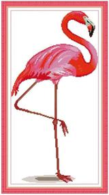img 3 attached to Embroidery WOWDECOR Flamingo Needlework Beginners