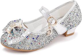 img 4 attached to Sparkling Style: Walofou Glitter Princess Ballerina Iridescent Girls' Flats