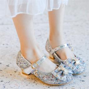img 1 attached to Sparkling Style: Walofou Glitter Princess Ballerina Iridescent Girls' Flats