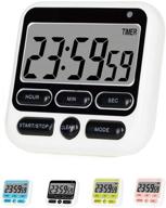 🍳 brisica digital kitchen timer with mute/loud alarm switch, on/off switch, 24 hour clock & alarm, count up & count down for kids, teachers, cooking - large lcd display, strong magnet (black) logo