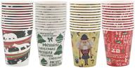 🎄 48 count joyin christmas disposable cup holiday supplies, 9-ounce paper coffee cups tea cups, multicolor christmas party drinkware logo