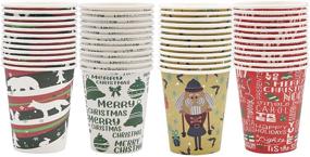 img 4 attached to 🎄 48 Count JOYIN Christmas Disposable Cup Holiday Supplies, 9-Ounce Paper Coffee Cups Tea Cups, Multicolor Christmas Party Drinkware