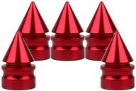 🔴 enhance your wheel's style with senzeal 5x impale spike style polished aluminum alloy tire valve caps red logo