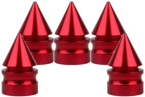 img 4 attached to 🔴 Enhance Your Wheel's Style with Senzeal 5X Impale Spike Style Polished Aluminum Alloy Tire Valve Caps Red