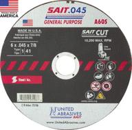 united abrasives-sait 23106 a60s general purpose cut-off wheels (type 1/type 41 🔧 flat) - 50-pack bundle - 6 inch x .045 inch x 7/8 inch logo