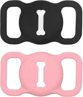 🐶 airtag dog collar silicone case cover - apple finder location tracker accessory for pets - black & pink logo