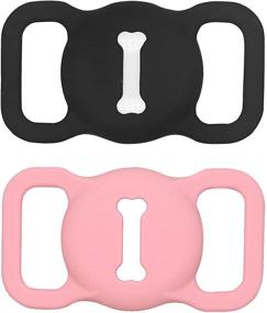 img 4 attached to 🐶 AirTag Dog Collar Silicone Case Cover - Apple Finder Location Tracker Accessory for Pets - Black & Pink