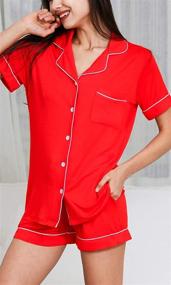 img 2 attached to 🌙 Comfortably Stylish: YIMANIE Women's Short Sleeve Button Down Pajama Set for Cozy Nights