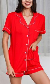 img 1 attached to 🌙 Comfortably Stylish: YIMANIE Women's Short Sleeve Button Down Pajama Set for Cozy Nights