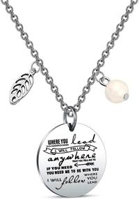 img 4 attached to Zuo Bao Mother-Daughter Hand Stamped Pendant Necklace and Keyring Set: Where You Lead, I Will Follow