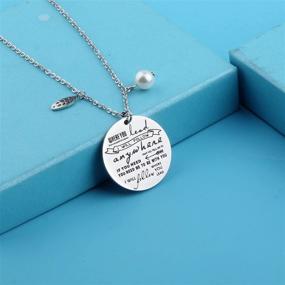 img 3 attached to Zuo Bao Mother-Daughter Hand Stamped Pendant Necklace and Keyring Set: Where You Lead, I Will Follow