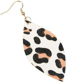 img 2 attached to SEO-Optimized Bohemian Genuine Leather Geometric Earrings - Lightweight Animal Print Calf Hair Teardrop, Zebra Leaf, Leopard Hoop Dangles