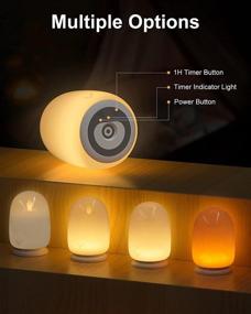 img 3 attached to 🌙 VEYFIY Nursery Night Light for Kids: Dimmable Touch Rechargeable Lamp with 4 LED Modes, Timer and Charging Base - Table Lamp for Bedroom, Candle Light Style