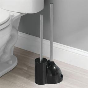 img 3 attached to 🚽 mDesign Compact Toilet Bowl Brush and Plunger Combo Set - Bathroom Storage Caddy - Deep Cleaning, Sturdy - Black/Brushed