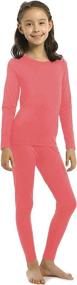 img 4 attached to ❄️ Kids' Fleece Lined Base Layer Top & Bottom Set of Girls Thermal Underwear Long Johns