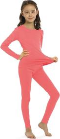 img 3 attached to ❄️ Kids' Fleece Lined Base Layer Top & Bottom Set of Girls Thermal Underwear Long Johns