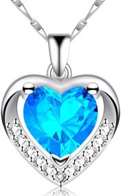 img 4 attached to 💖 BOPKIASA 925 Sterling Silver Heart Pendant Necklaces for Girls, Women, and Teen Girls - Elegant Jewelry Sets with Cubic Zirconia Pendants, Long Necklaces for Girlfriend and Women's Ocean Love