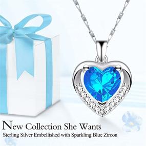 img 1 attached to 💖 BOPKIASA 925 Sterling Silver Heart Pendant Necklaces for Girls, Women, and Teen Girls - Elegant Jewelry Sets with Cubic Zirconia Pendants, Long Necklaces for Girlfriend and Women's Ocean Love