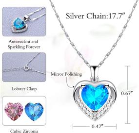 img 2 attached to 💖 BOPKIASA 925 Sterling Silver Heart Pendant Necklaces for Girls, Women, and Teen Girls - Elegant Jewelry Sets with Cubic Zirconia Pendants, Long Necklaces for Girlfriend and Women's Ocean Love