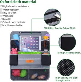 img 1 attached to 🚗 Surdoca Car Organizer: 4th Gen Seat Organizer with Tablet Holder - Gray, 9 Pockets, Road Trip Essential for Kids - 1pc