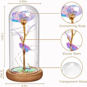 img 2 attached to 🎁 Рождественский подарок "Роза" для женщин, подарки к дню рождения - Цветной искусственный цветок розы с LED-подсветкой на ярком цветке, долговечный в стеклянном куполе - Уникальный подарок для нее, подарок на День благодарения