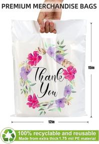 img 3 attached to 🌸 POPGIFTU Floral Thank You Plastic Bags: 50-Pack, 12x15in, Die-cut Handles - Perfect for Boutique, Goodie Bags, Parties & Reusable Shopping