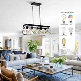 img 3 attached to 🏡 SUNEASY 5-Light Rustic Pendant Light Fixture for Kitchen Island Dining Room Bedroom Living Room - Farmhouse Ceiling Chandeliers