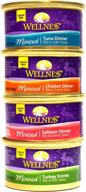 🐱 shop wellness minced grain-free wet cat food variety pack with 4 flavors - salmon, tuna, turkey, chicken - 12 (3 ounce) cans, 3 of each logo