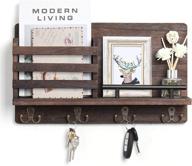 🔑 rustic wooden mail and key holder for wall - perfect home decoration with double key hooks and mail sorter логотип