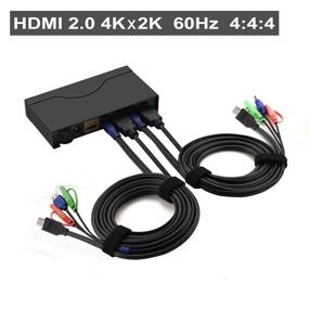 img 3 attached to 🎮 CKLau Ultra HD 2 Port HDMI 2.0 Cables KVM Switch: High-Resolution Audio and USB Hub for Windows, Linux, Mac, Raspbian, Ubuntu