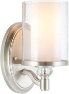 🔦 transitional wall sconce, frosted glass inner shade + clear seeded glass outer shade, brushed nickel finish - kira home victoria 10 inch логотип