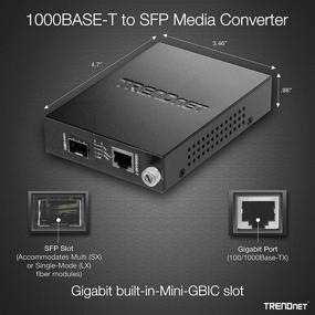 img 2 attached to 🔌 TRENDnet 100/1000Base-T to SFP Fiber Media Converter, Fiber to Ethernet Converter, RJ-45, Multi(SX) or Single-Mode(LX) 100Base-FX/1000Base-SX/LX Mini-GBIC Slot, Lifetime Protection, TFC-1000MGA - Black/Silver