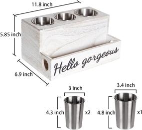 img 2 attached to 🧺 Rustic White Hair Dryer Holder: Organize and Store Bathroom Supplies with this Stylish Vanity Caddy!