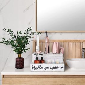 img 3 attached to 🧺 Rustic White Hair Dryer Holder: Organize and Store Bathroom Supplies with this Stylish Vanity Caddy!