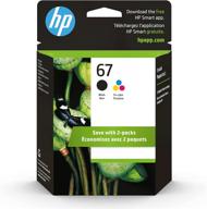 🖨️ hp 67 black/tri-color ink cartridges (2-pack) for hp deskjet 1255, 2700, 4100 series, envy 6000, 6400 series | instant ink eligible | 3yp29an logo