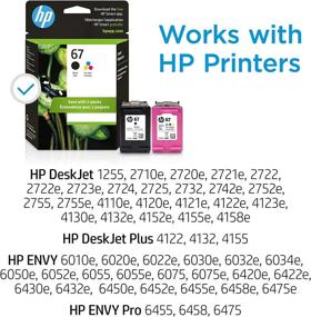 img 3 attached to 🖨️ HP 67 Black/Tri-color Ink Cartridges (2-pack) for HP DeskJet 1255, 2700, 4100 Series, ENVY 6000, 6400 Series | Instant Ink Eligible | 3YP29AN
