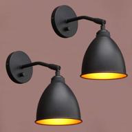 🔦 yosoan vintage wall sconce: 2-pack dimmable industrial metal lighting with oval black shade and gold in-build accent – elegant 6.1" lamp fixture for stylish décor логотип