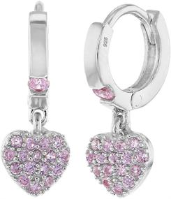 img 4 attached to 💎 Hypoallergenic 925 Sterling Silver Small Hoop Earrings with CZ Heart Dangles for Toddlers, Girls - Fashionable and Stylish Jewelry with Sparkling Cubic Zirconia